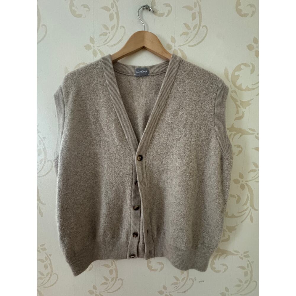 Men's L Agnona 100% Cashmere Beige Sweater